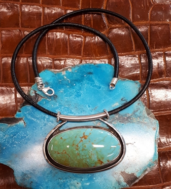 Collier Vintage Argent 925 Avec Turquoise - Lee Thompson Navajo, Bijou Indien Occasion